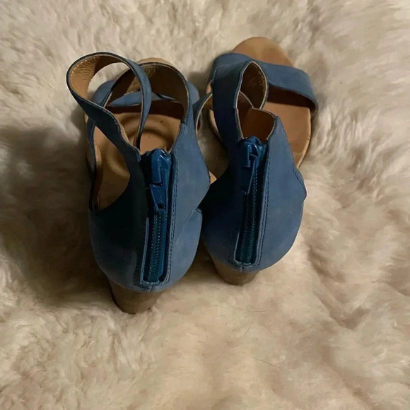 MM6 Maison Martin Margiela Light Blue Leather Wedge Sandals Size 38 Woman’s 8. - Picture 11 of 16